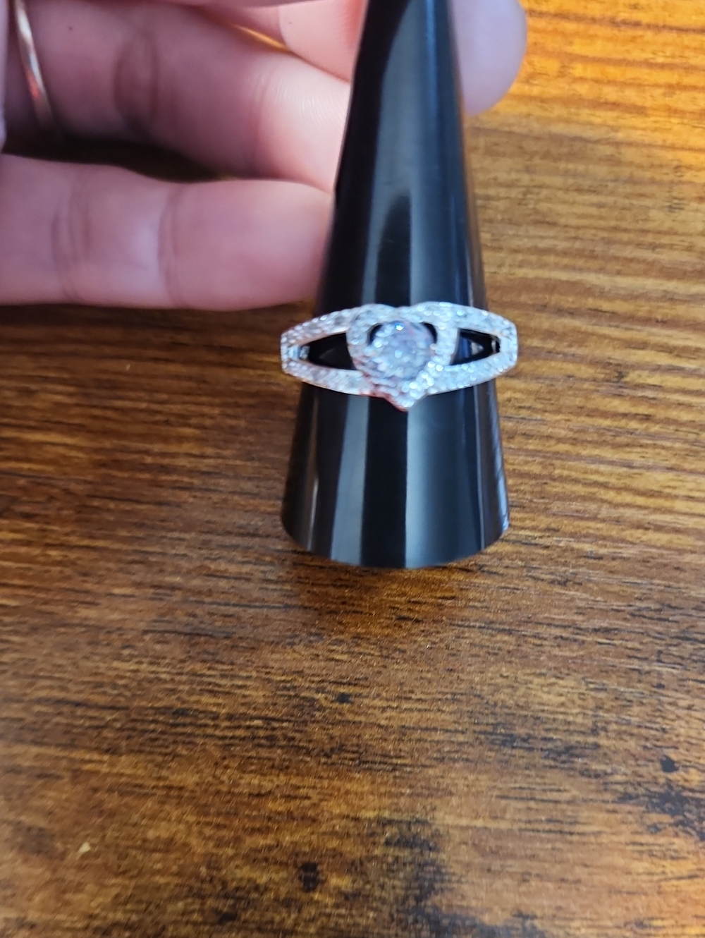 1Pc 925 Sterling Silver Plated Heart Zirconia Ring For Women Engagement Ring